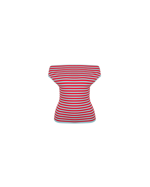 EMMA KNIT TOP RED BLUE STRIPE