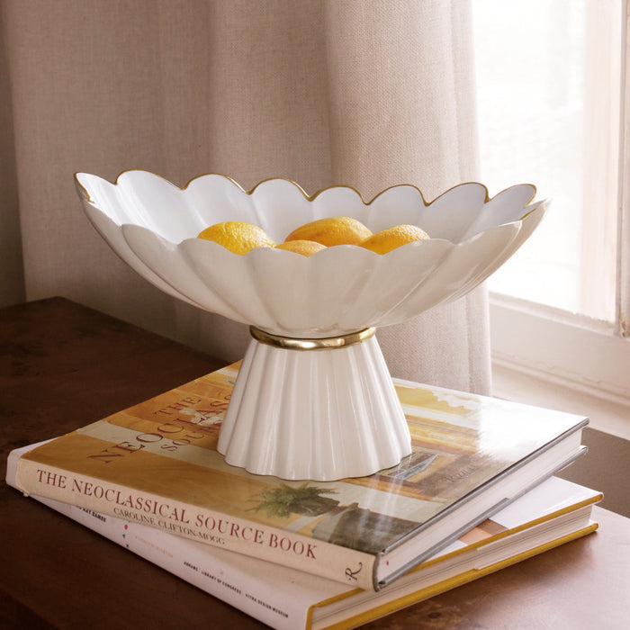 Beatriz Ball Encanto Vintage Hermes Pedestal Cream and White — With lemons on books beside a window