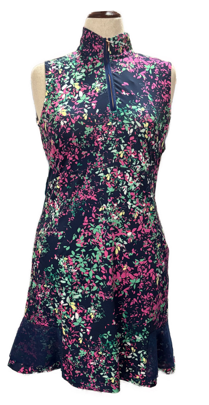 EP NY Navy, Pink & Green Foliage Women's Golf Dress Size M