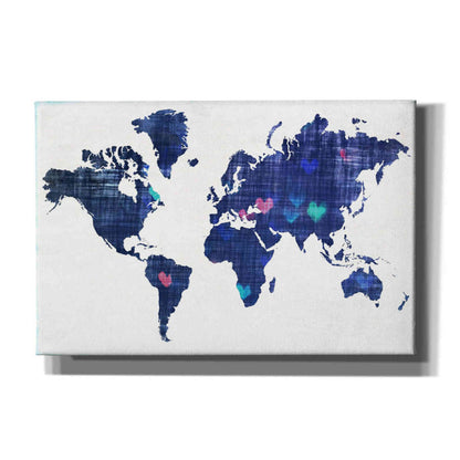 Epic Graffiti 'Hearts World Map 3' by Irena Orlov, Giclee Canvas Wall Art