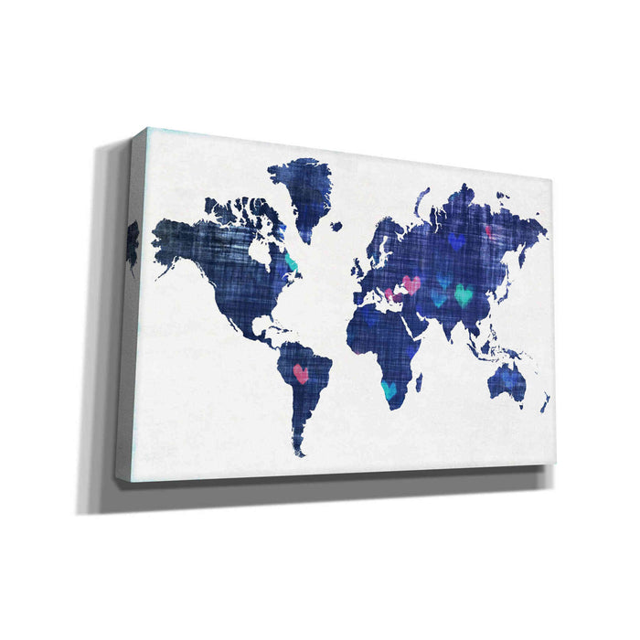 Epic Graffiti 'Hearts World Map 3' by Irena Orlov, Giclee Canvas Wall Art