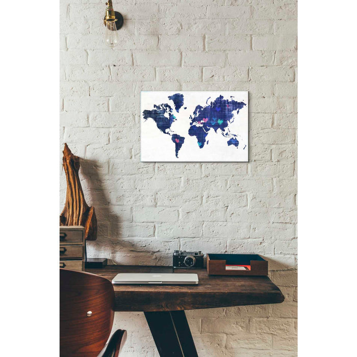 Epic Graffiti 'Hearts World Map 3' by Irena Orlov, Giclee Canvas Wall Art