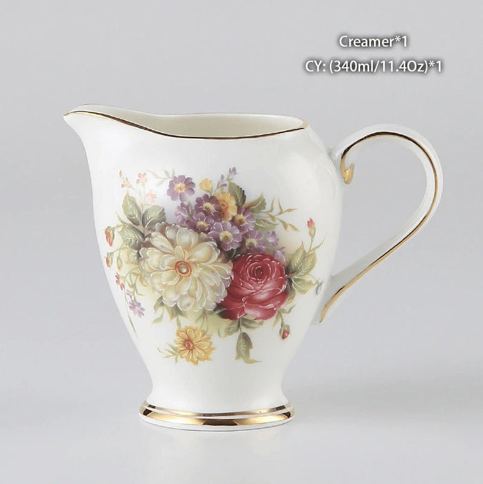 Europe Rose Coffee Bone China Tea Set - Elegant and Delicate Dining Collection