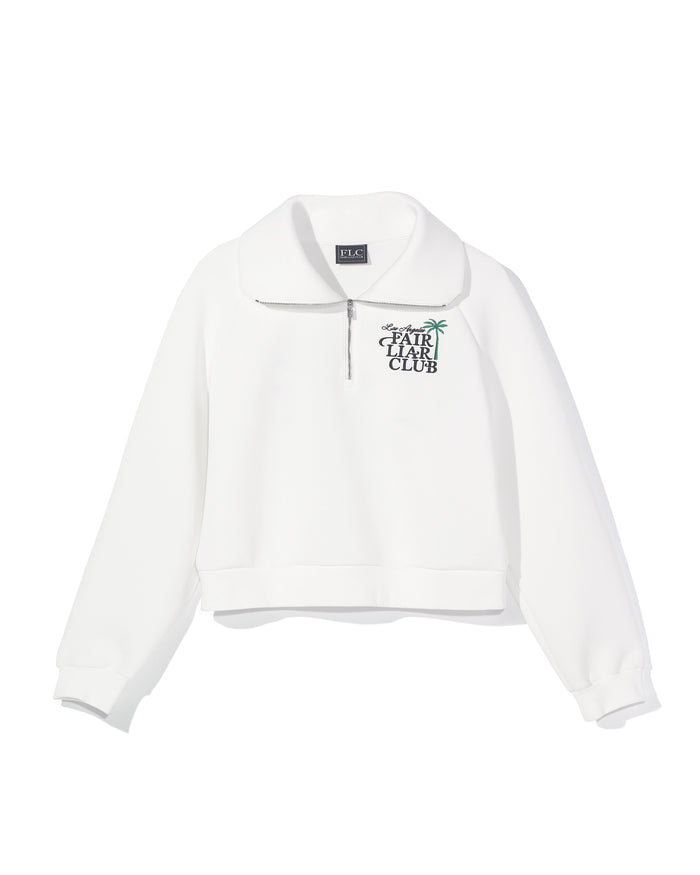 [FLC] PALM TREE QUARTER ZIP PULLOVER (ivory)