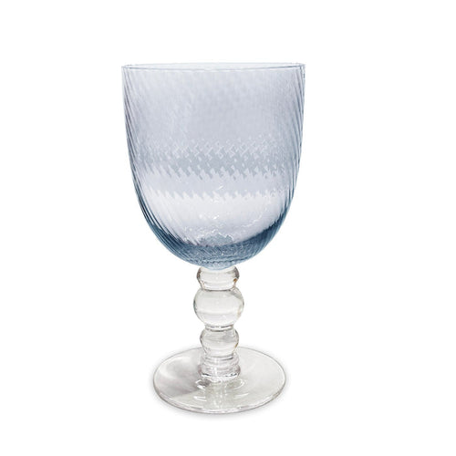 Beatriz Ball Glass French Swirl All Purpose — Single blue all-purpose goblet isolated on white