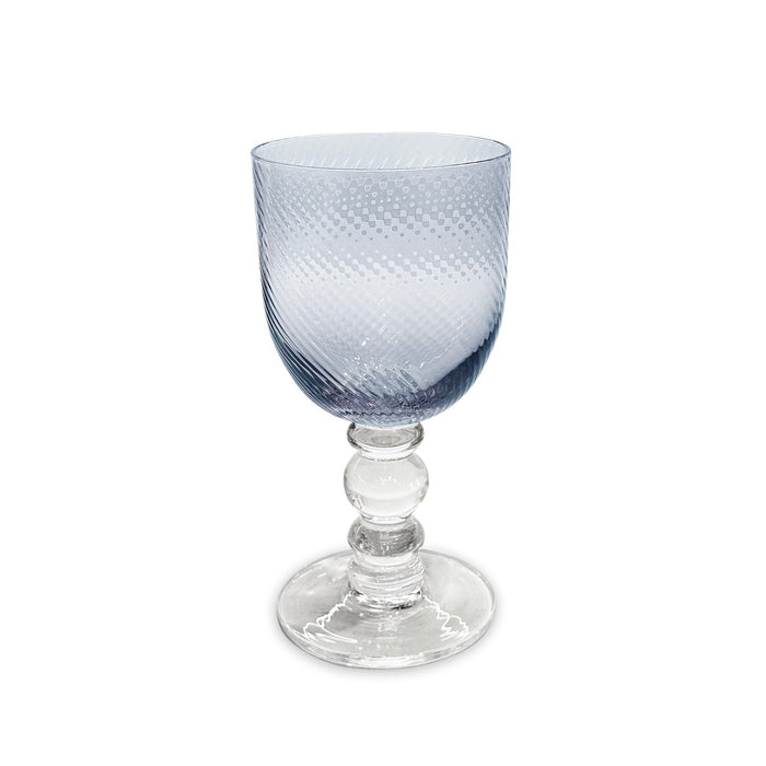 Beatriz Ball Glass French Swirl Wine — Single blue wine glass isolated on white