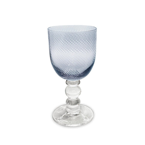 Beatriz Ball Glass French Swirl Wine — Single blue wine glass isolated on white