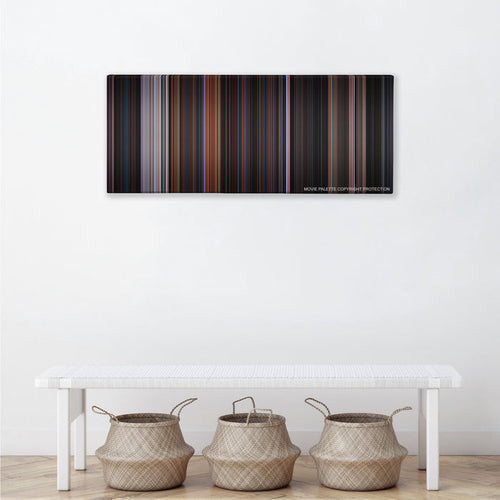 Friday the 13th Part VIII: Jason Takes Manhattan color palette canvas above a white bench with three woven baskets