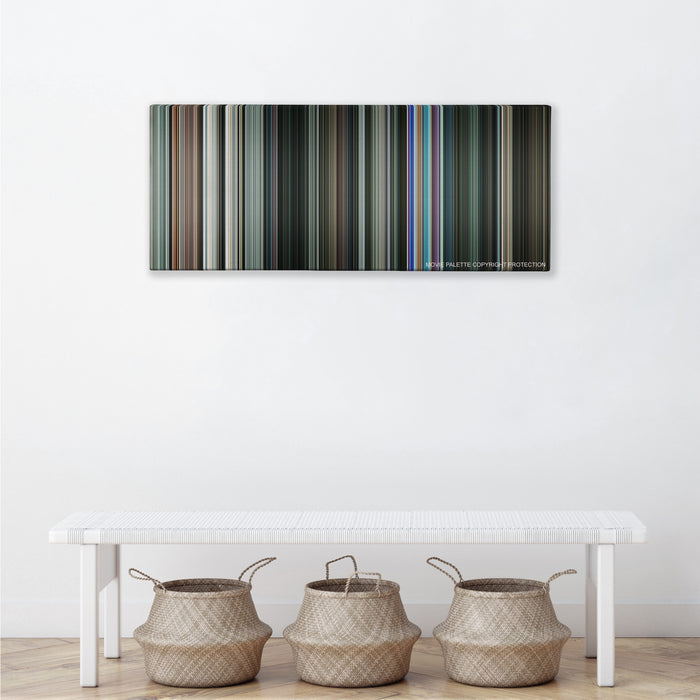 Gamer color palette canvas above a white bench with three woven baskets