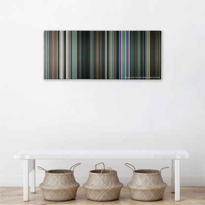 Gamer color palette canvas above a white bench with three woven baskets