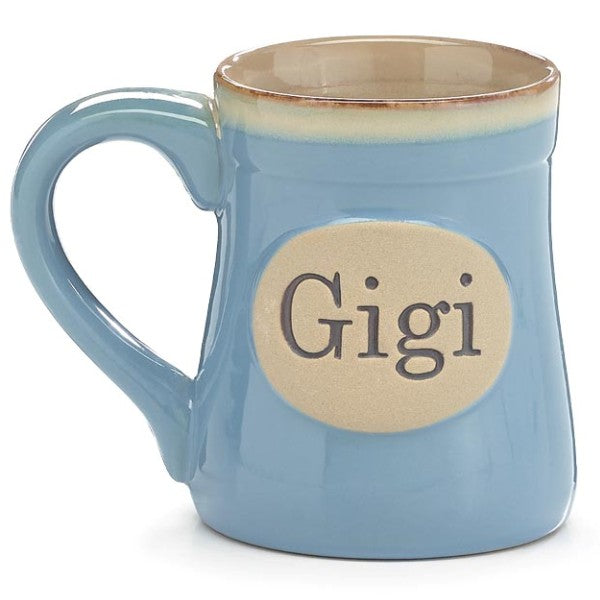 Gigi Message 18 oz. Blue Porcelain Mug