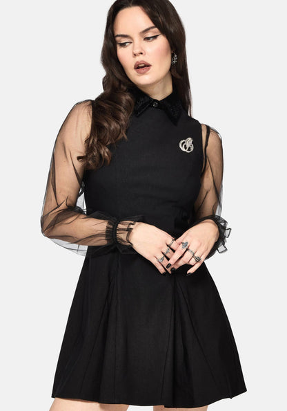 Glasmere Godet Snake Brooch Mini Dress