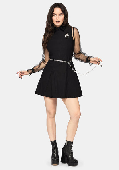 Glasmere Godet Snake Brooch Mini Dress