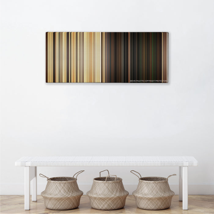 Green Zone color palette canvas above a white bench with three woven baskets
