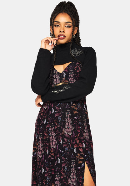 Griffinfly Embroidered Extreme Crop Knit Jumper