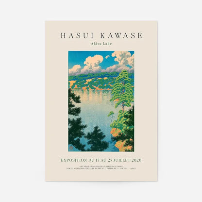 Hasui Kawase Akisu Lake Exhibition Poster Print, Japanese woodblock print, unframed