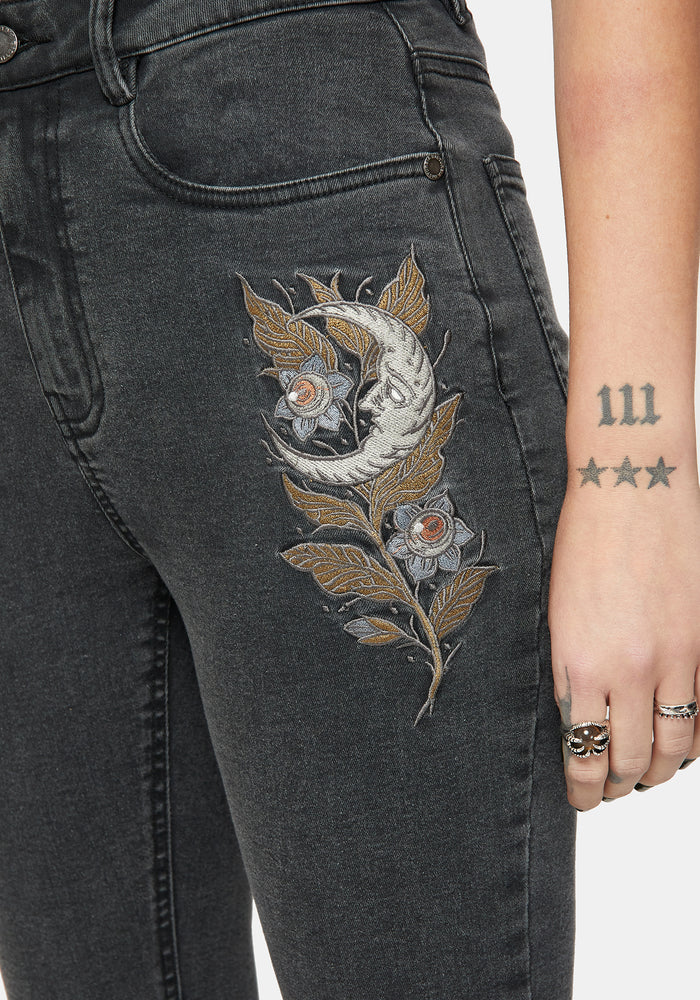Hexborn Baba Yaga Embroidered Denim Skinny Jean