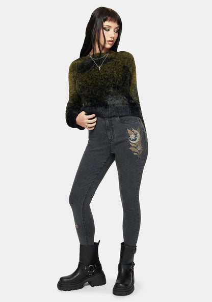 Hexborn Baba Yaga Embroidered Denim Skinny Jean