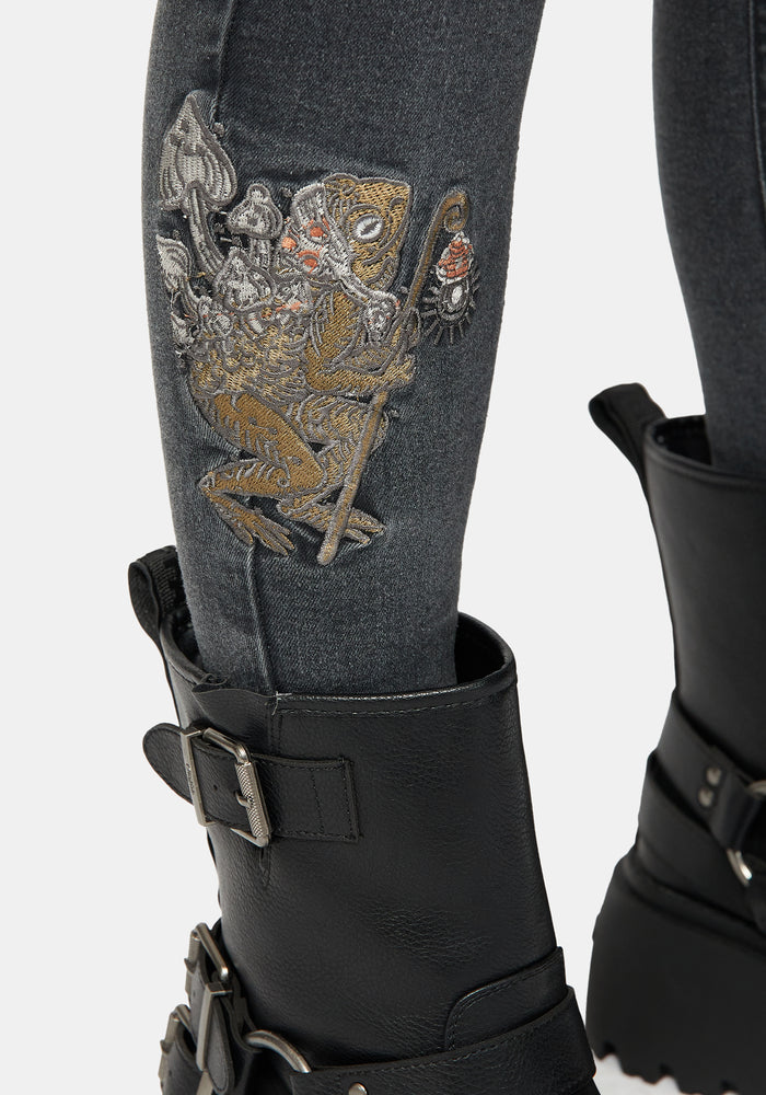 Hexborn Baba Yaga Embroidered Denim Skinny Jean