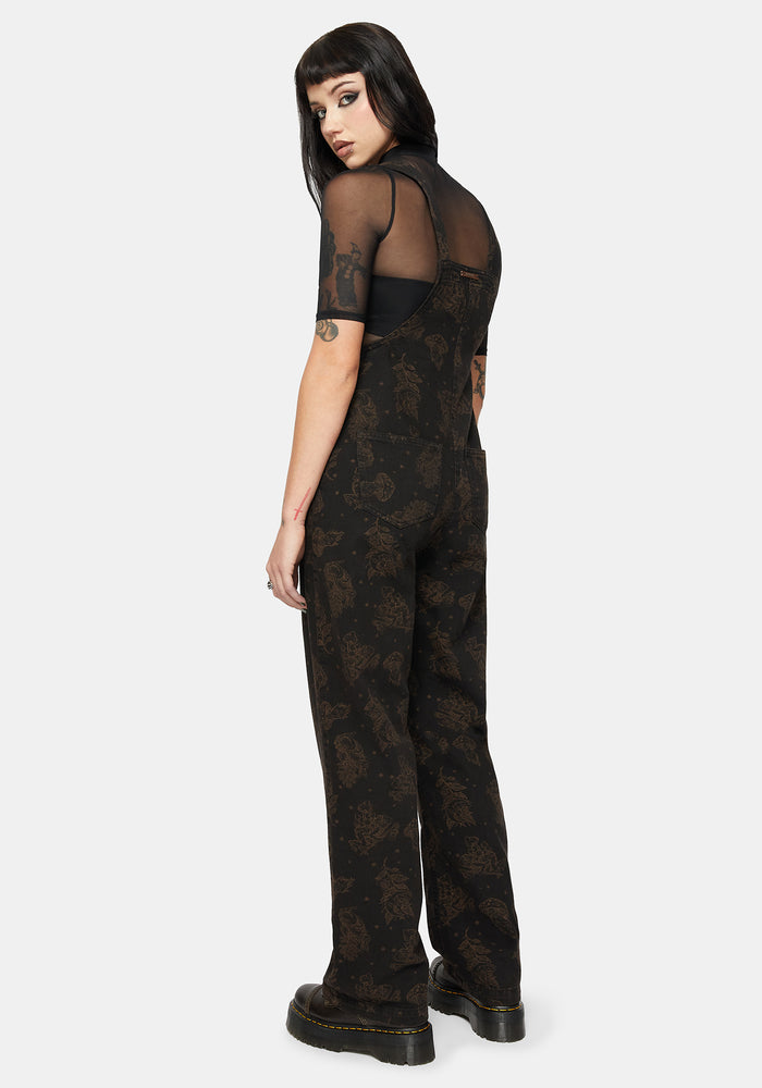 Hexborn Baba Yaga Printed Denim Dungarees