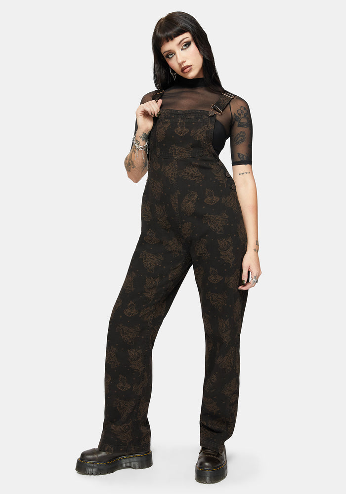 Hexborn Baba Yaga Printed Denim Dungarees