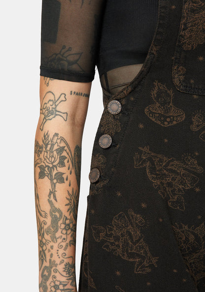 Hexborn Baba Yaga Printed Denim Dungarees