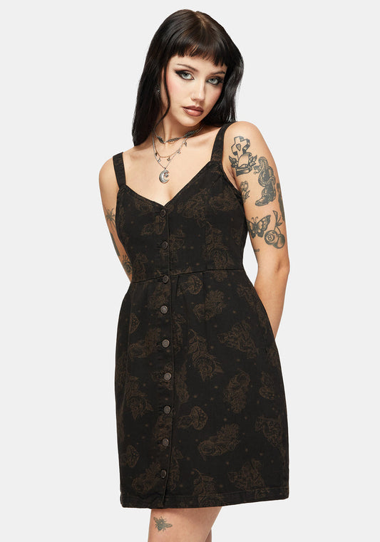 Hexborn Baba Yaga Printed Denim Mini Dress