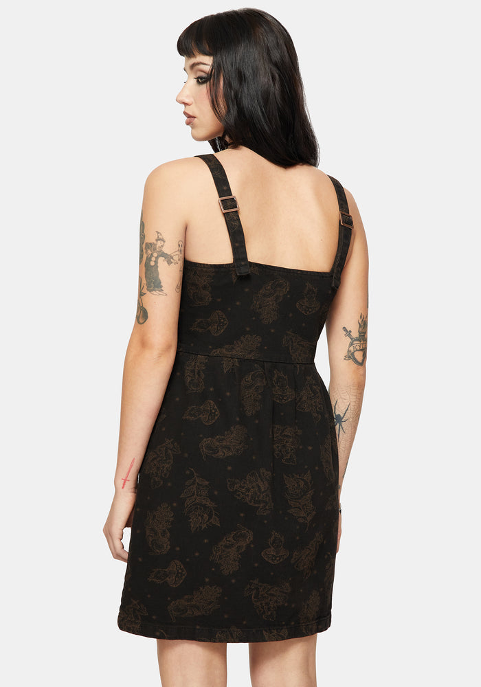 Hexborn Baba Yaga Printed Denim Mini Dress