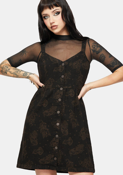 Hexborn Baba Yaga Printed Denim Mini Dress