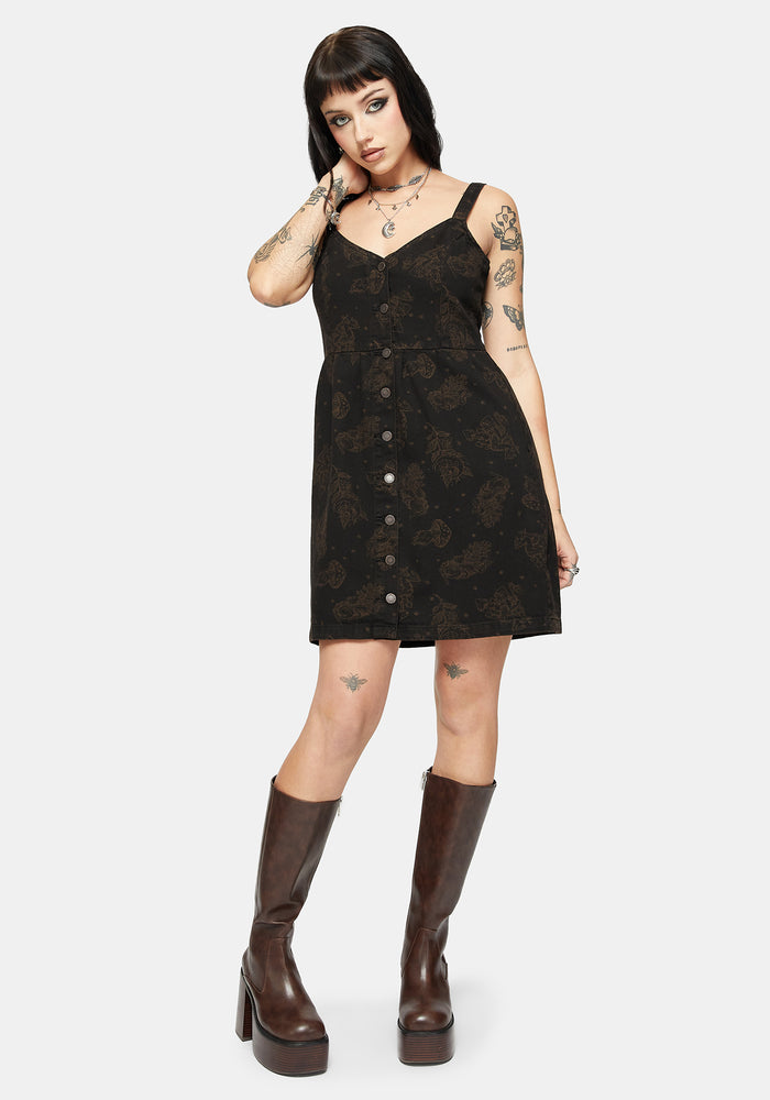 Hexborn Baba Yaga Printed Denim Mini Dress