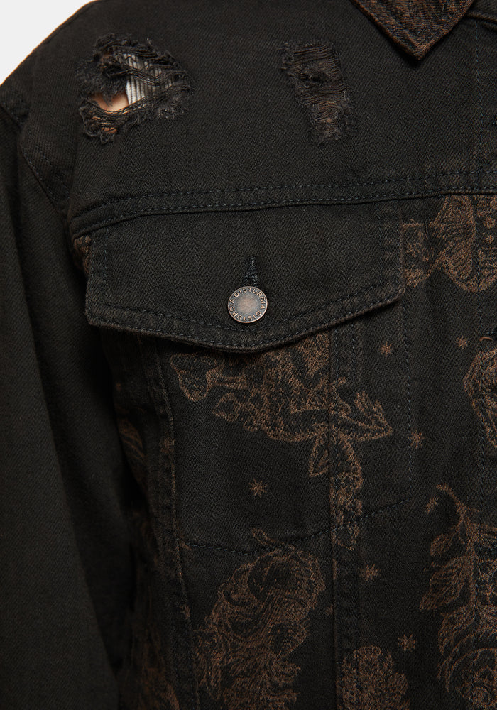 Hexborn Baba Yaga Printed Spliced Denim Jacket