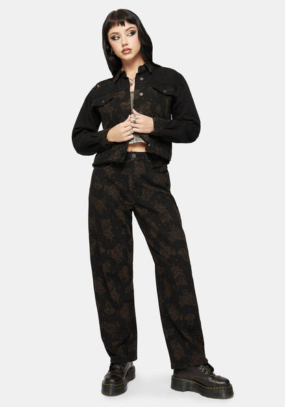 Hexborn Baba Yaga Printed Spliced Denim Jacket