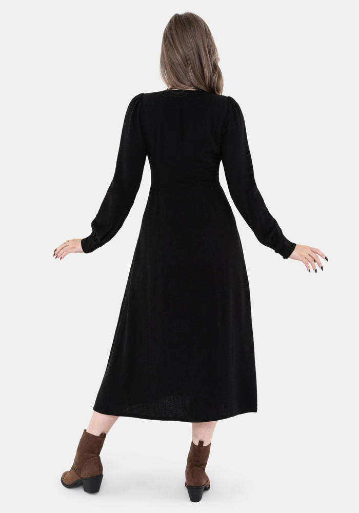 Hexborn Linen-Blend Baba Yaga Embroidered Midi Dress