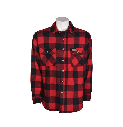 Hickory Shirt Co. Men's Button-Down Long Sleeve Flannel Shirt Work Shirts Hickory Shirt Co. Red Buffalo Plaid 2XL Reg