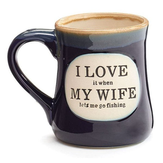 I Love My Wife Dark Blue 18 oz. Fishing Coffee Mug