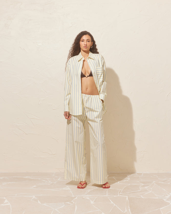 IDA SHIRT BUTTER NAVY STRIPE