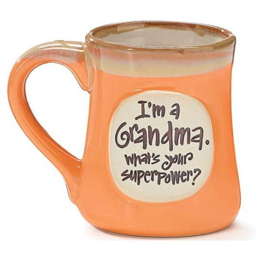 I'm a Grandma, What's Your Super Power Peachy Orange 18 oz. Coffee Mug