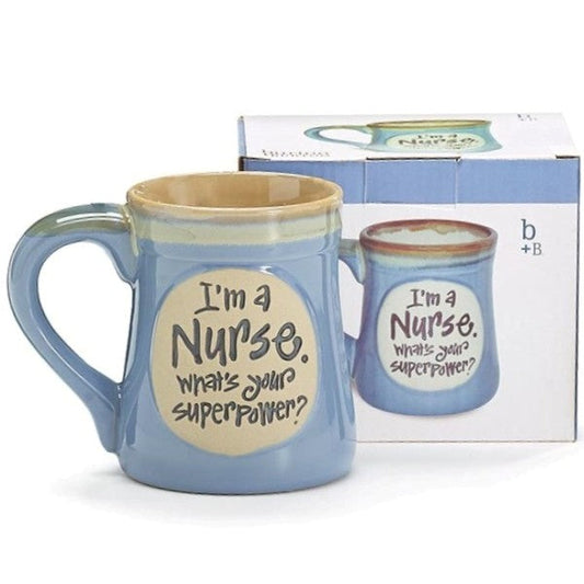 I'm a Nurse What's Your Super Power Light Blue 18 oz. Coffee Mug with Gift Box