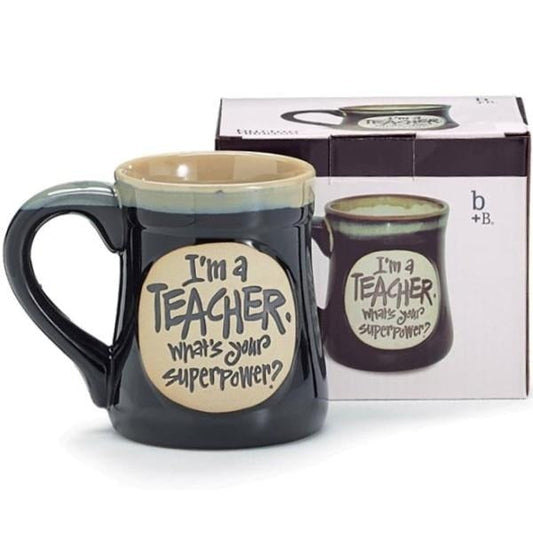 I'm a Teacher, What's Your SuperPower Deep Black 18 oz. Coffee Mug and Gift Box