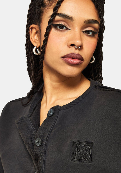 Irla Embroidered Short Sleeve Button Down Sweat