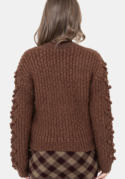Isla Chunky Bobble Moon Embroidered Knit Cardigan