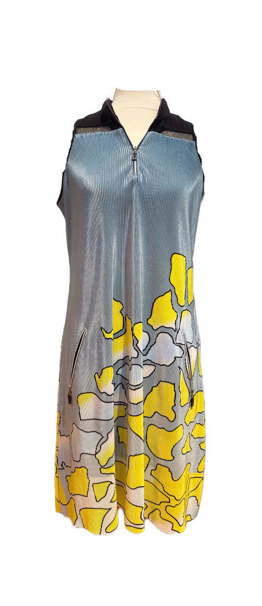 Jamie Sadock Women's Crinkle Gray, Yellow & Black Golf Dress Size M
