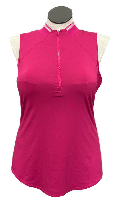 Jofit Dark Pink Sleeveless 1/4 Zip Funnel Top Size L