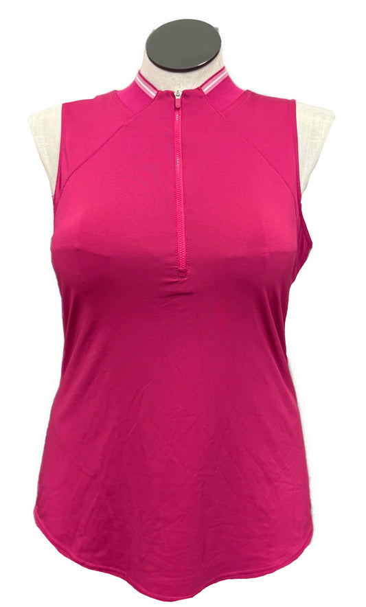 Jofit Dark Pink Sleeveless 1/4 Zip Funnel Top Size L
