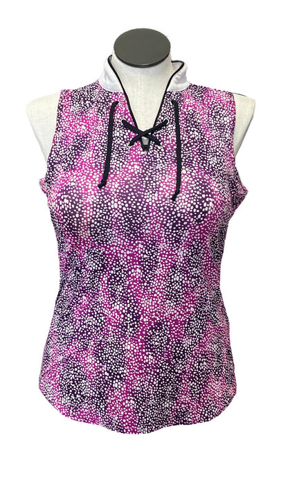 Jofit Purple & White Patterned Women's Sleeveless Golf Top Size M