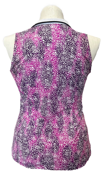 Jofit Purple & White Patterned Women's Sleeveless Golf Top Size M