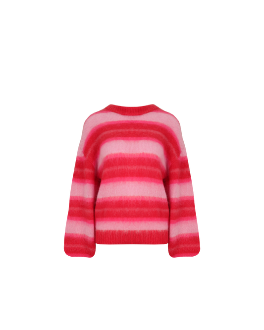 JOSIE SWEATER PINK RED STRIPE