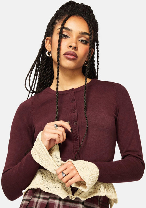 Kiera Pointelle Trim Knit Cardigan