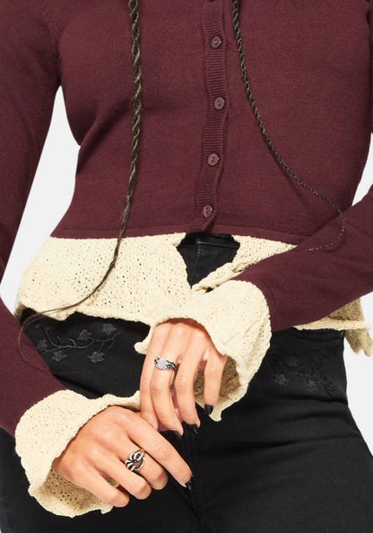 Kiera Pointelle Trim Knit Cardigan