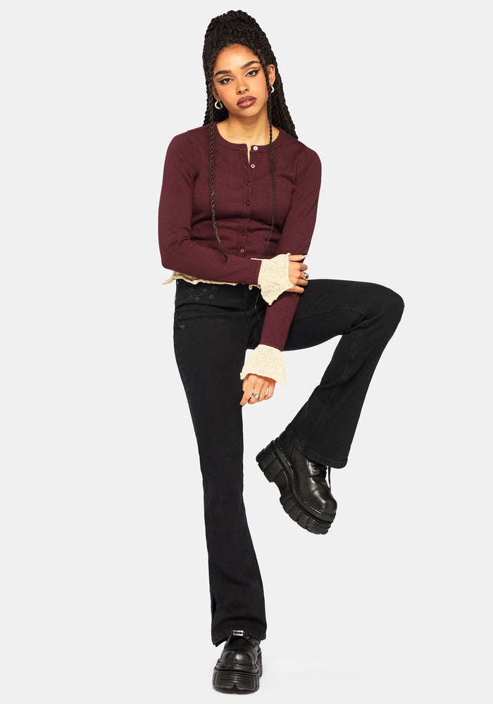 Kiera Pointelle Trim Knit Cardigan